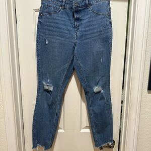 H&M Blue Distressed Ankle Jeans
